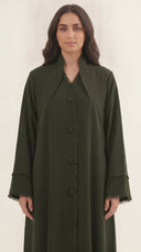 The Suhair Fringed Trim Open Abaya - TAL by The Abaya Lab