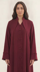 The Suhair Fringed Trim Open Abaya - TAL by The Abaya Lab