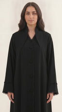 The Suhair Fringed Trim Open Abaya - TAL by The Abaya Lab