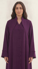 The Suhair Fringed Trim Open Abaya - TAL by The Abaya Lab