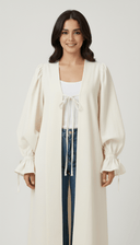 The Sultana Minimal Open Abaya with Balloon Sleeves & Bow Detail - TAL by The Abaya Lab