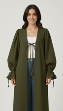 The Sultana Minimal Open Abaya with Balloon Sleeves & Bow Detail - TAL by The Abaya Lab