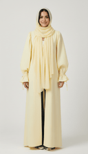 The Sultana Minimal Open Abaya with Balloon Sleeves & Bow Detail - TAL by The Abaya Lab