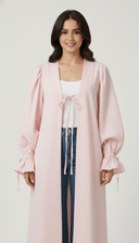 The Sultana Minimal Open Abaya with Balloon Sleeves & Bow Detail - TAL by The Abaya Lab
