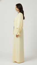 The Sultana Minimal Open Abaya with Balloon Sleeves & Bow Detail - TAL by The Abaya Lab
