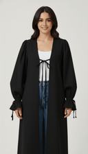 The Sultana Minimal Open Abaya with Balloon Sleeves & Bow Detail - TAL by The Abaya Lab