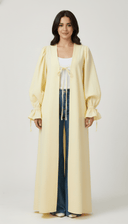 The Sultana Minimal Open Abaya with Balloon Sleeves & Bow Detail - TAL by The Abaya Lab