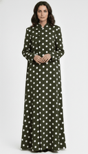 The Tasneem Polka Noir Mandarin Abaya - TAL by The Abaya Lab