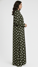 The Tasneem Polka Noir Mandarin Abaya - TAL by The Abaya Lab