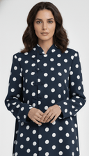 The Tasneem Polka Noir Mandarin Abaya - TAL by The Abaya Lab