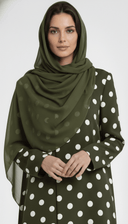 The Tasneem Polka Noir Mandarin Abaya - TAL by The Abaya Lab
