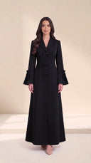 The Tasnim Tailored Lapel Abaya with Bow Details - TAL by The Abaya Lab