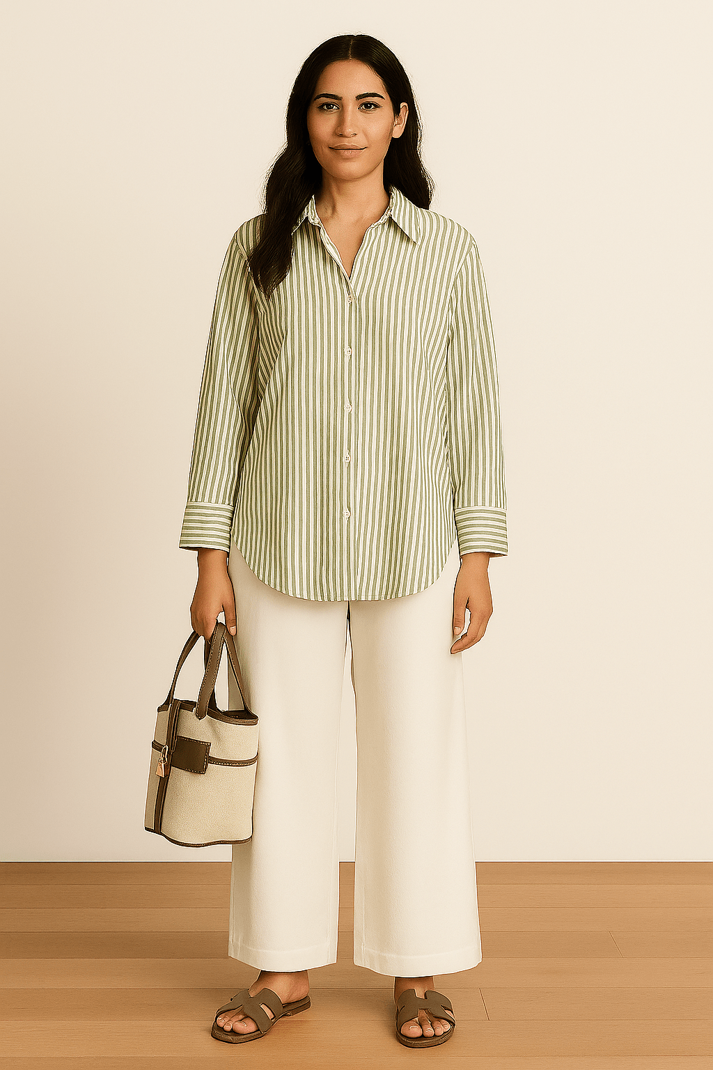 The Verde Stripe Shirt - TAL by The Abaya Lab