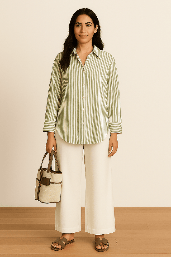 The Verde Stripe Shirt - TAL by The Abaya Lab