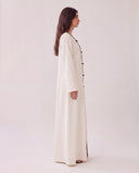 The Wadad Contrast Trim Abaya with Knot Closures - TAL by The Abaya Lab