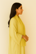 The Wafa Fringe Abaya Butter Cream Yellow - TAL by The Abaya Lab