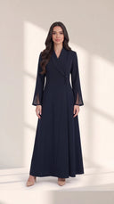 The Wajida Shawl Collar Abaya with Buttoned Waist - TAL by The Abaya Lab
