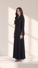 The Wajida Shawl Collar Abaya with Buttoned Waist - TAL by The Abaya Lab