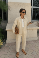 The Wajiha Striped Linen Co - Ord Set - The Abaya Lab