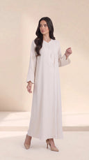 The Waliya Embroidered Cuff Abaya with Curved Front Detail - TAL by The Abaya Lab