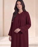 The Waliya Embroidered Cuff Abaya with Curved Front Detail - TAL by The Abaya Lab