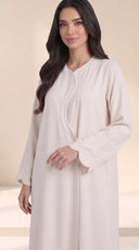 The Waliya Embroidered Cuff Abaya with Curved Front Detail - TAL by The Abaya Lab