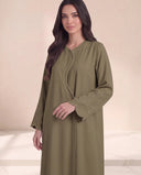 The Waliya Embroidered Cuff Abaya with Curved Front Detail - TAL by The Abaya Lab