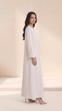 The Waliya Embroidered Cuff Abaya with Curved Front Detail - TAL by The Abaya Lab