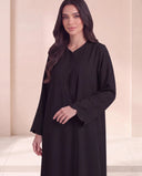 The Waliya Embroidered Cuff Abaya with Curved Front Detail - TAL by The Abaya Lab