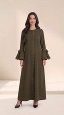 The Warisa Scallop Trim Abaya with Tie Cuffs - TAL by The Abaya Lab