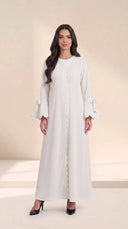 The Warisa Scallop Trim Abaya with Tie Cuffs - TAL by The Abaya Lab