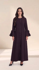 The Warisa Scallop Trim Abaya with Tie Cuffs - TAL by The Abaya Lab