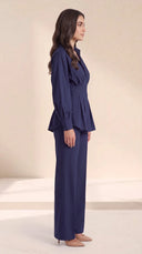 The Wiam Pleated Corset Waist Set, in Navy, side view