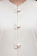 The Wijdan Pearl Button Mandarin Abaya - TAL by The Abaya Lab