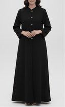 The Wijdan Pearl Button Mandarin Abaya - TAL by The Abaya Lab