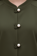 The Wijdan Pearl Button Mandarin Abaya - TAL by The Abaya Lab