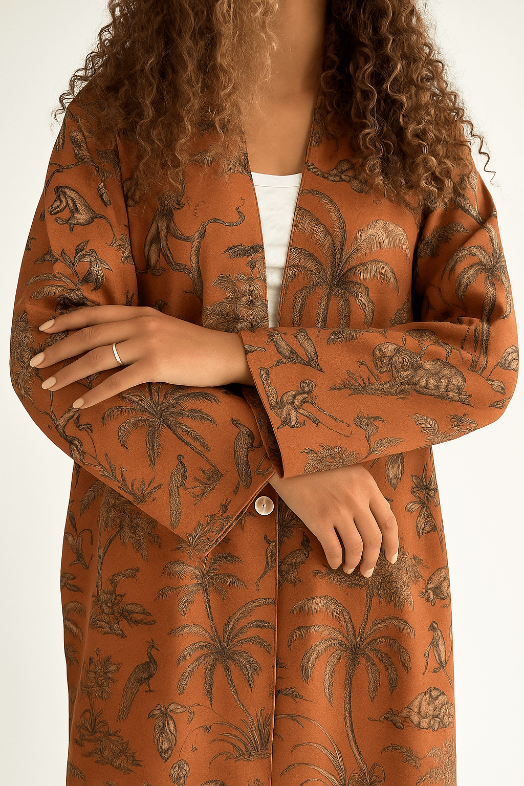 The Yara Terracotta Tropic Abaya - TAL by The Abaya Lab
