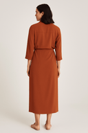 The Yasmin Wrap Dress – Terracotta Burnt Orange - The Abaya Lab