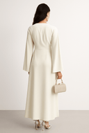The Yasmina Flared Sleeve Dress – Pearl White Edition - The Abaya Lab