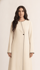 The Yumna Contrast Trim Minimal Abaya - TAL by The Abaya Lab