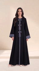 The Yusra Bow Detail Abaya with Contrast Denim - TAL by The Abaya Lab