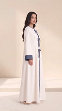 The Yusra Bow Detail Abaya with Contrast Denim - TAL by The Abaya Lab