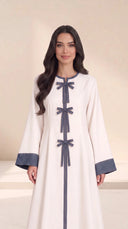 The Yusra Bow Detail Abaya with Contrast Denim - TAL by The Abaya Lab