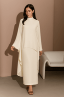 The Zahra White Satin Layered Dress - TAL by The Abaya Lab