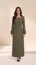 The Zahrah Sculpted Neckline Abaya with Lace Cuffs - TAL by The Abaya Lab
