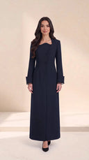 The Zahrah Sculpted Neckline Abaya with Lace Cuffs - TAL by The Abaya Lab