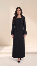 The Zahrah Sculpted Neckline Abaya with Lace Cuffs - TAL by The Abaya Lab
