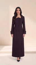 The Zahrah Sculpted Neckline Abaya with Lace Cuffs - TAL by The Abaya Lab