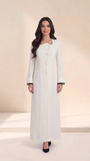 The Zahrah Sculpted Neckline Abaya with Lace Cuffs - TAL by The Abaya Lab