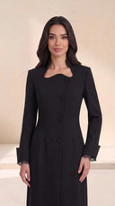 The Zahrah Sculpted Neckline Abaya with Lace Cuffs - TAL by The Abaya Lab
